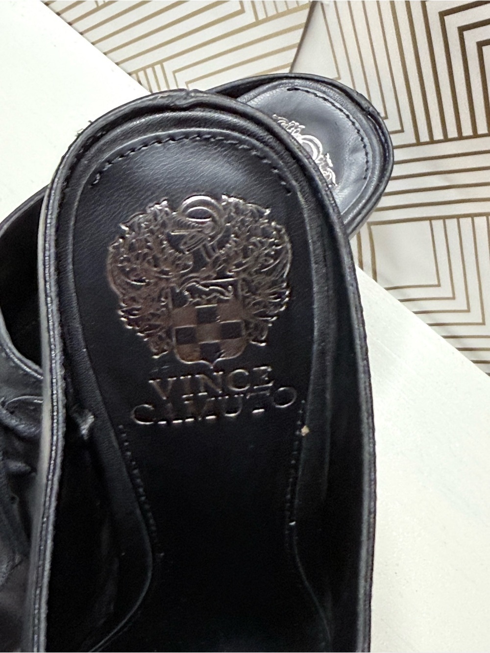 Vince Camuto Black Leather Pointed Toe Lace-Up Mule Heels Size 7.5 - Picture 3 of 7